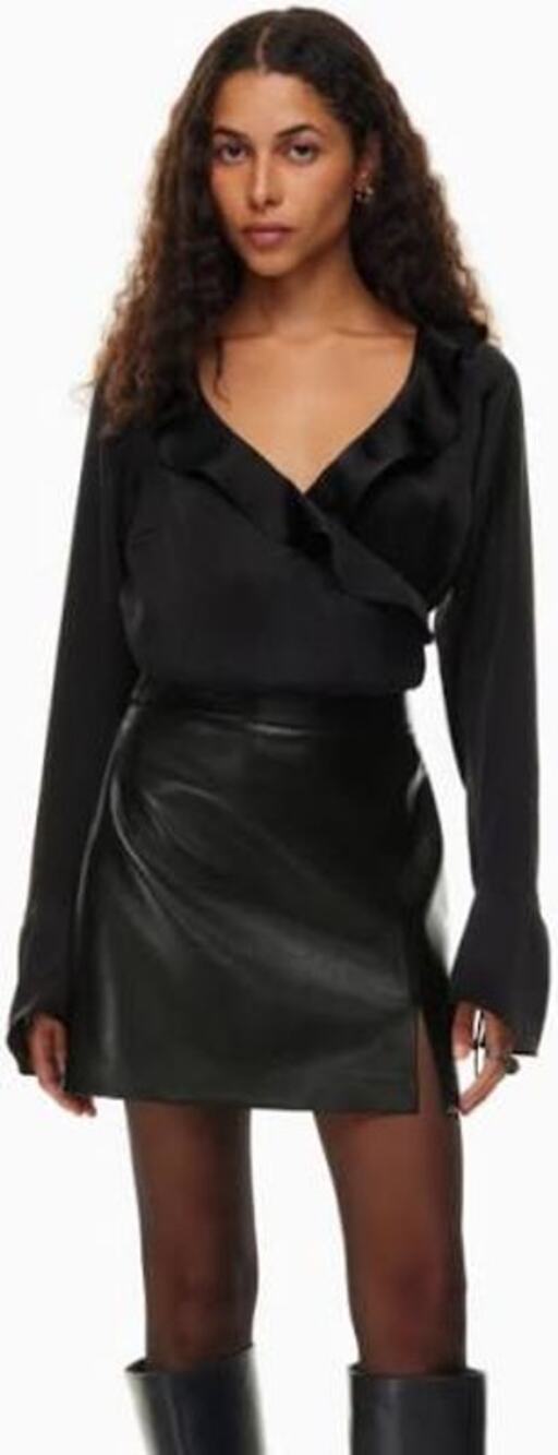Artizia Wilfred Spartina Satin Blouse Black Medium NWT
